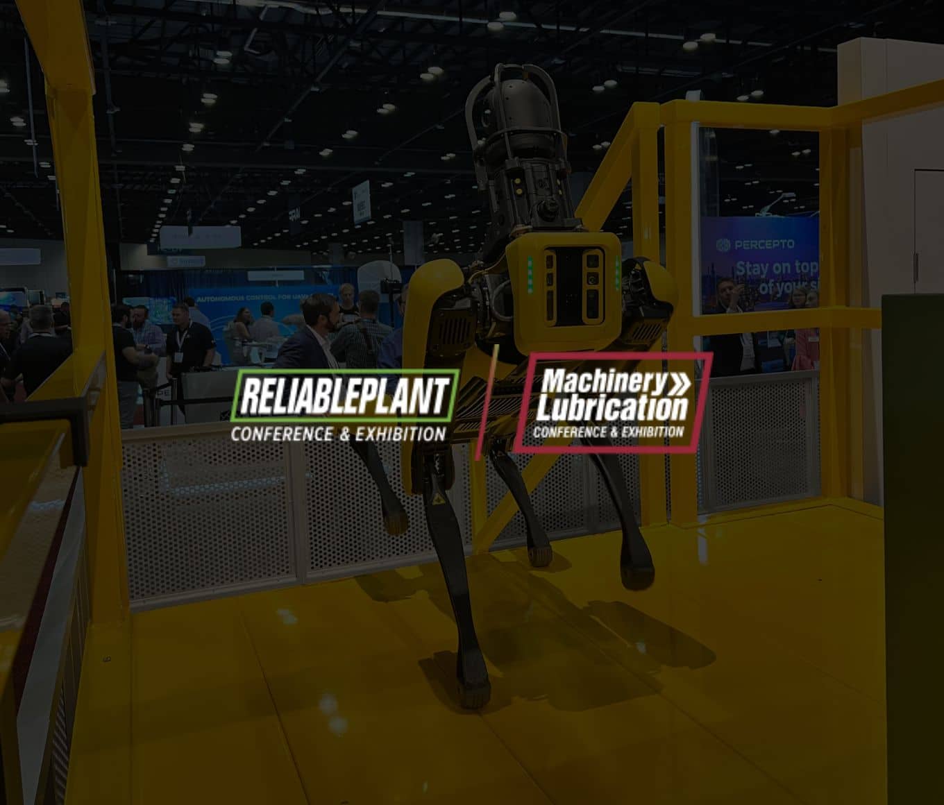 Spot in a trade show booth with Reliable Plant and Machine Lubrication Conference logos overlaid