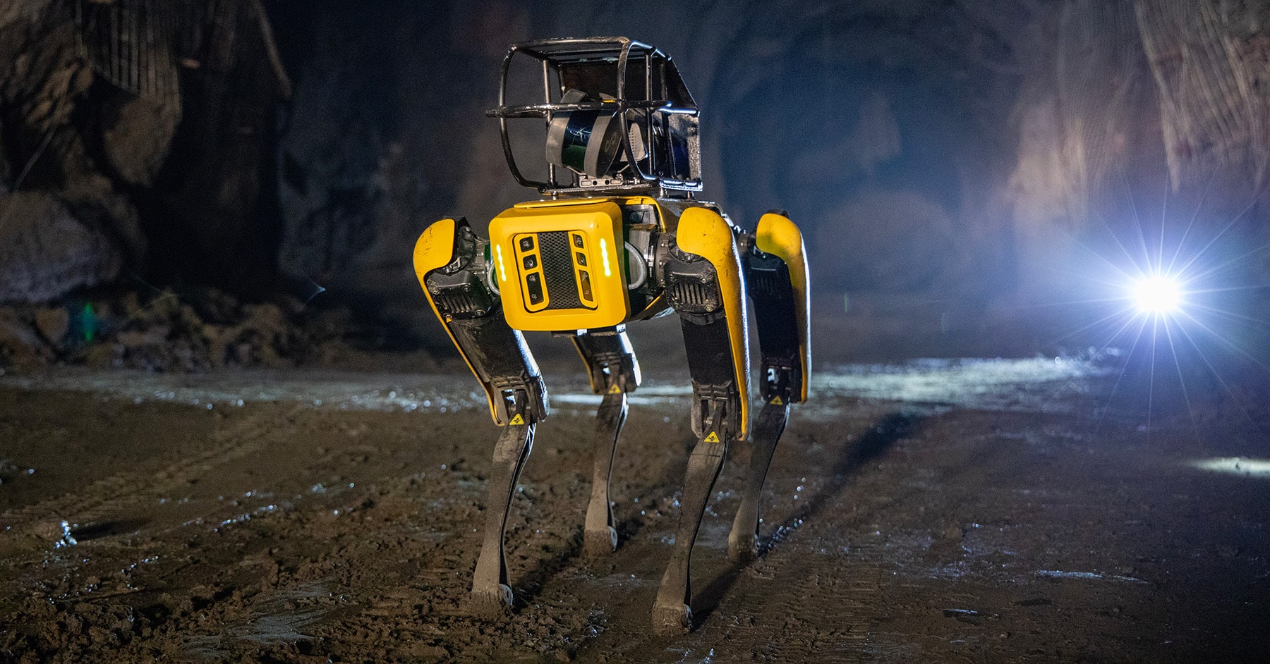 Spot underground in a mine with lidar and other payloads for navigation and inspection