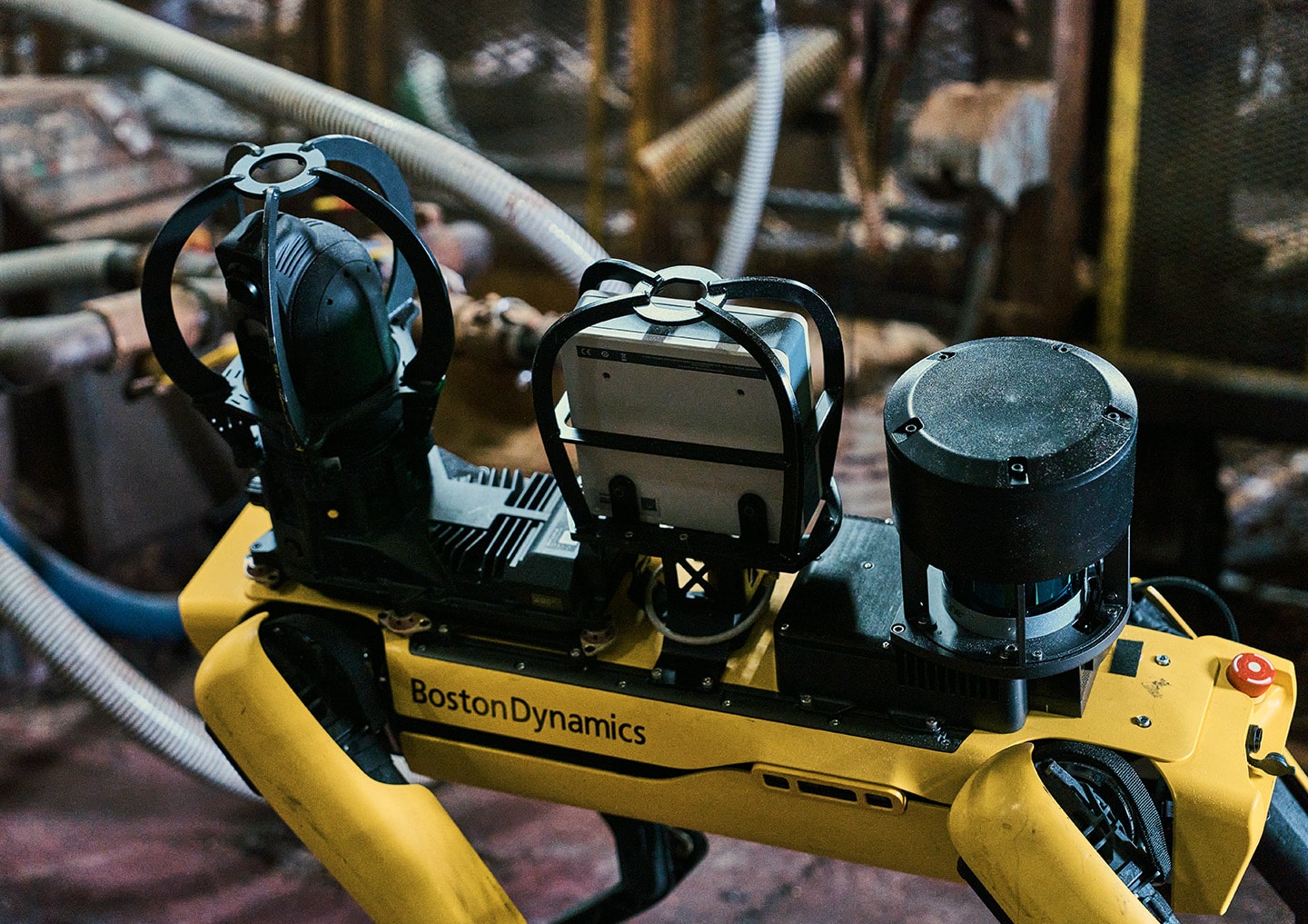 Spot equipped with thermal, visual, and acoustic sensors for predictive maintenance inspections