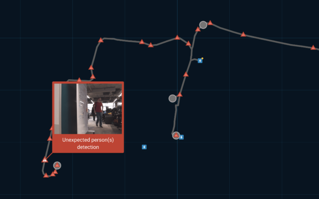 An example alert of Spot detecting a person in  an unexpected area