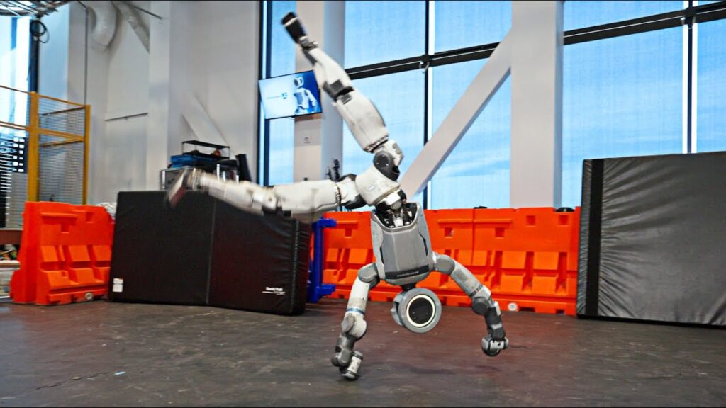 Atlas humanoid robot mid cartwheel