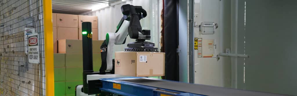 Stretch robot working in a retail warehouse