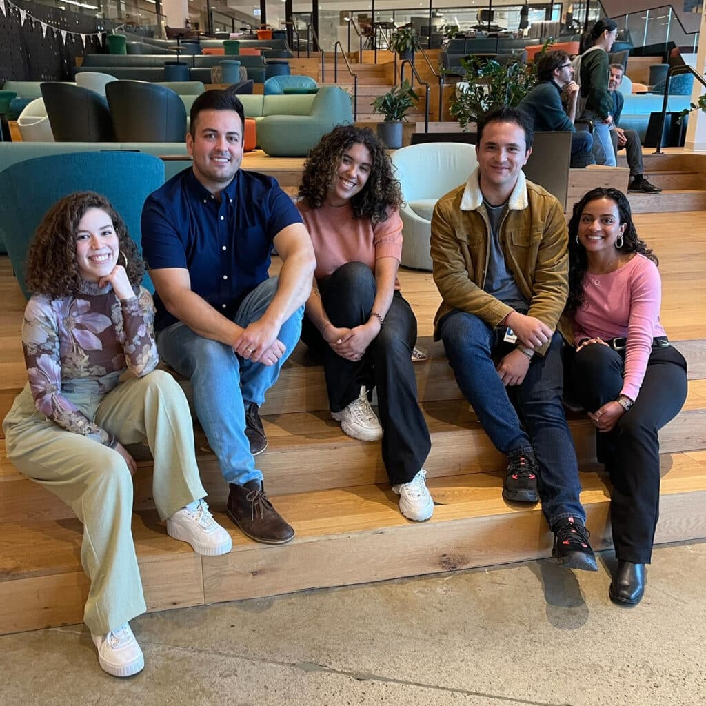 Dayme Delgado with other founding members of the Boston Dinámicos, the Hispanic and Latin Employee Resource Group