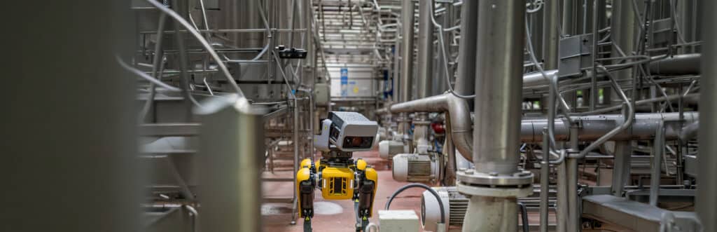 Boston Dynamics Spot robot inspecting an industrial facility